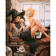 Load image into Gallery viewer, AB Diamond Painting - Full Round - Witch reading a book (40*50CM)
