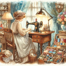 Load image into Gallery viewer, AB Diamond Painting - Full Round - Sewing girl (40*40CM)

