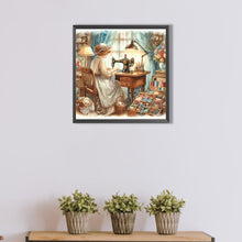 Load image into Gallery viewer, AB Diamond Painting - Full Round - Sewing girl (40*40CM)

