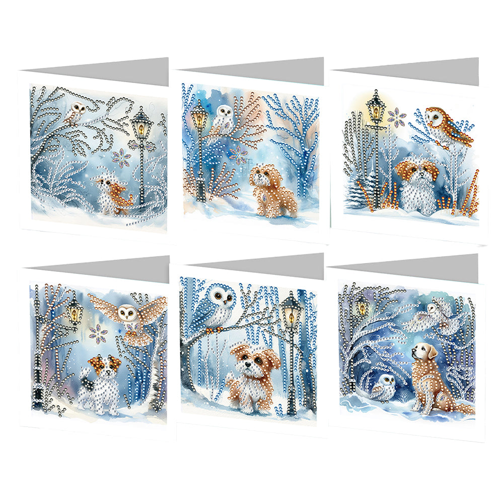 6Pcs Animal Flower DIY Diamond Painting Greeting Card 5D Drill Painting Card Kit