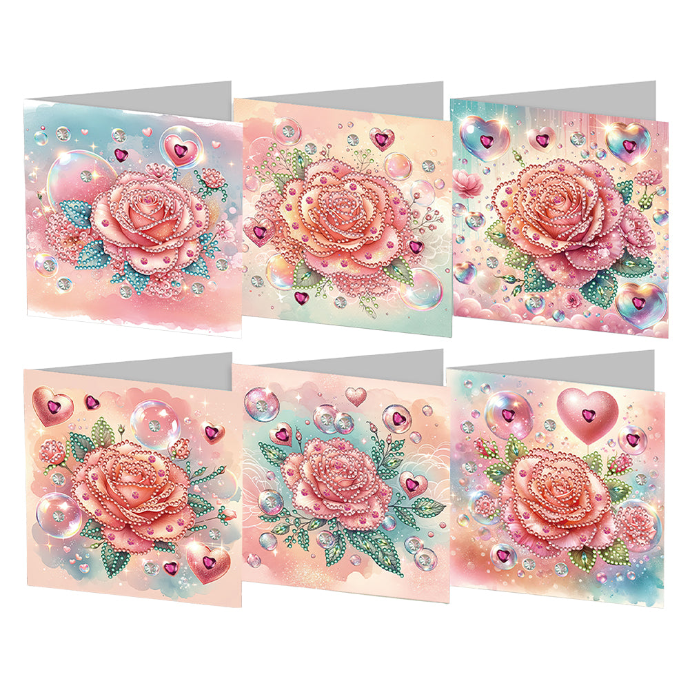 6Pcs Animal Flower DIY Diamond Painting Greeting Card 5D Drill Painting Card Kit