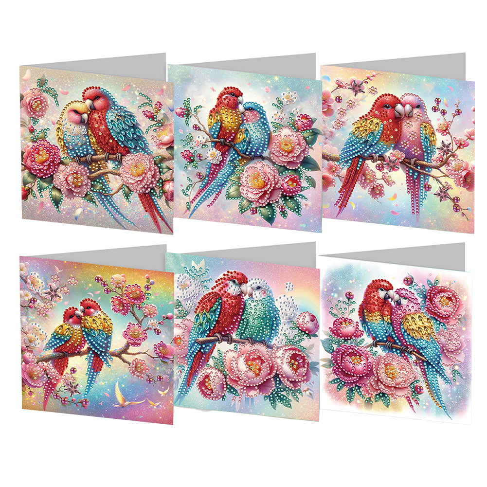 6Pcs Animal Flower DIY Diamond Painting Greeting Card 5D Drill Painting Card Kit