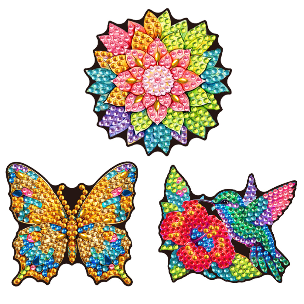 3Pcs Animal Flower DIY Diamond Painting Hairpin Handmade Diamond Barrette Art