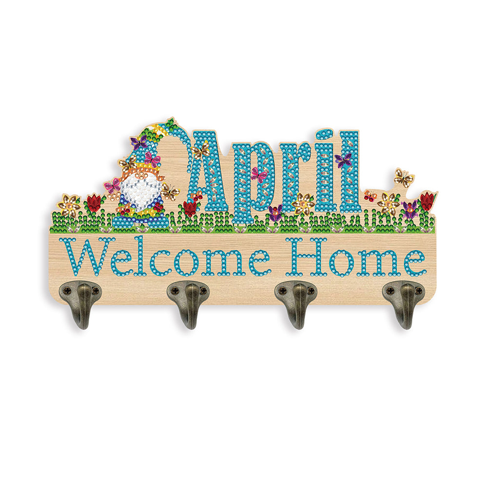 Wooden Calendar Rhinestone Painting Keychain Hanger Diamond Art Craft Wall Hooks