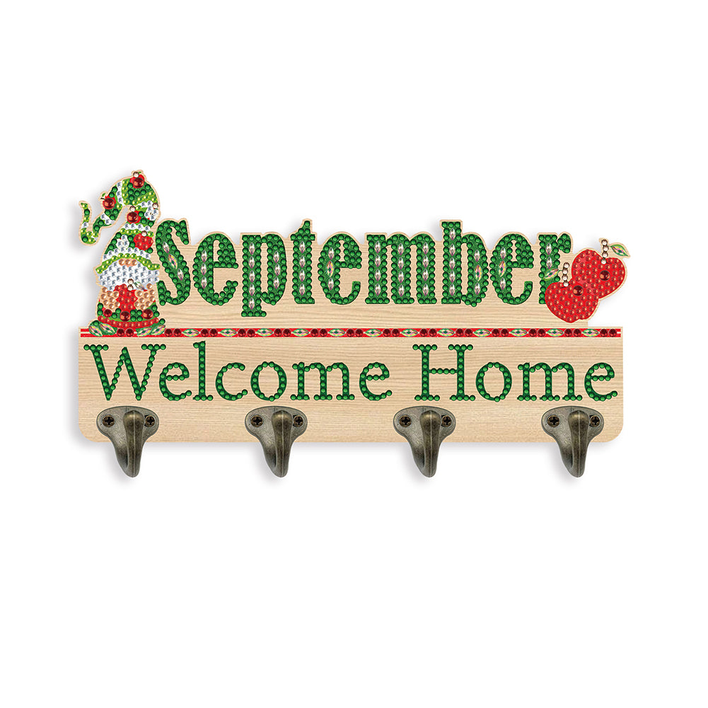 Wooden Calendar Rhinestone Painting Keychain Hanger Diamond Art Craft Wall Hooks