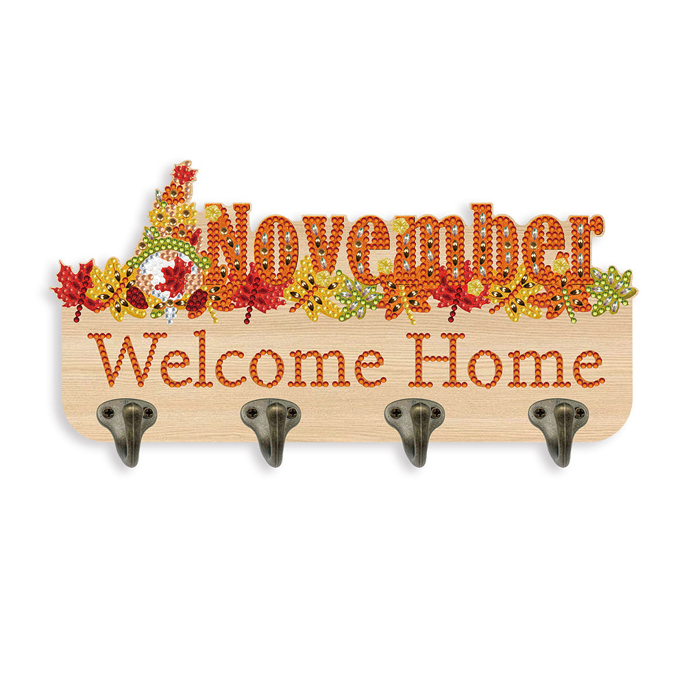 Wooden Calendar Rhinestone Painting Keychain Hanger Diamond Art Craft Wall Hooks