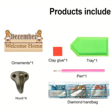 Load image into Gallery viewer, Wooden Calendar Rhinestone Painting Keychain Hanger Diamond Art Craft Wall Hooks
