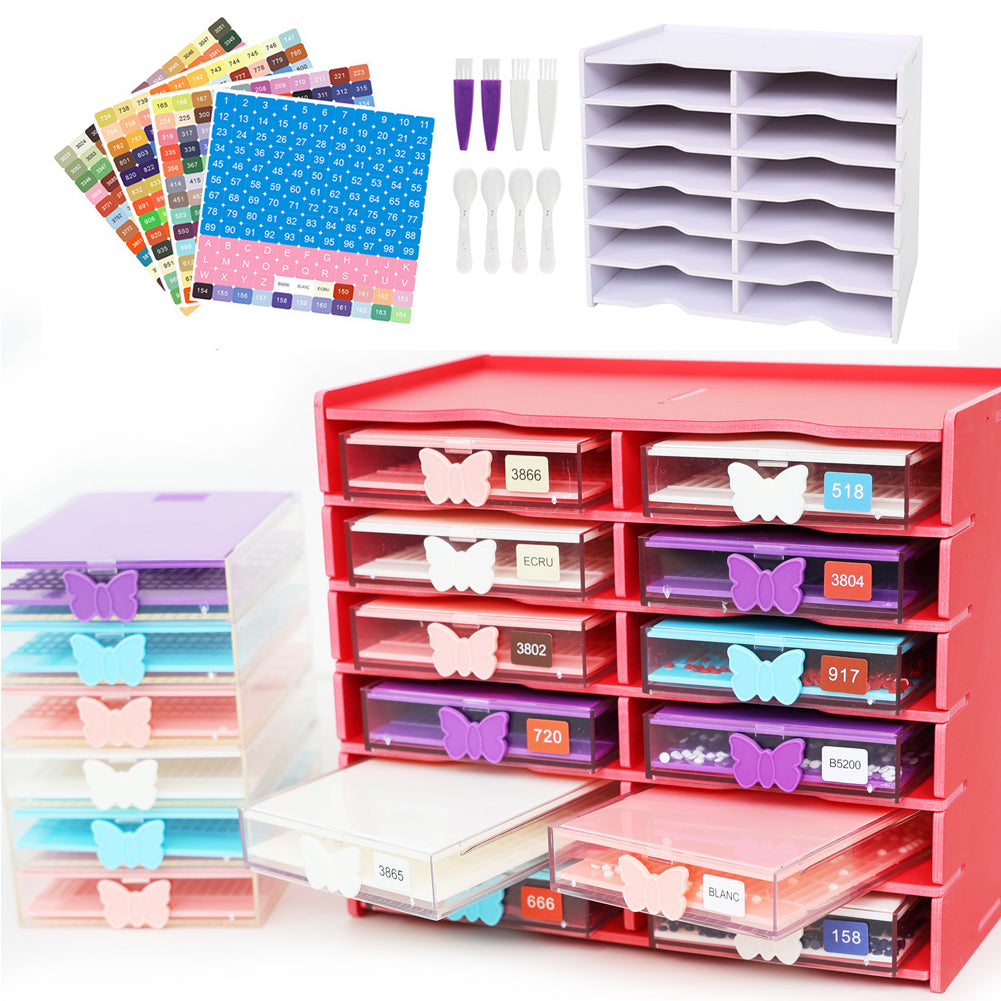 12 Grids Diamond Painting Accessories Kits with Diamond Box for Small Size Trays