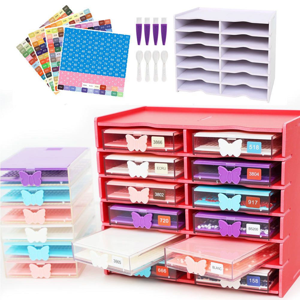 12 Grids Diamond Painting Accessories Kits with Diamond Box for Small Size Trays