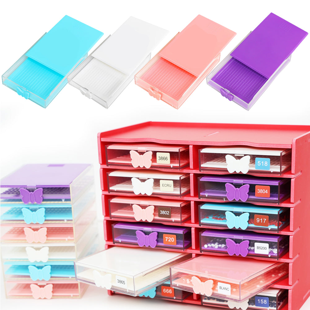 4Pcs Diamond Painting Tray 5D DIY Drills Plate with Lid Diamond Organizer Drawer