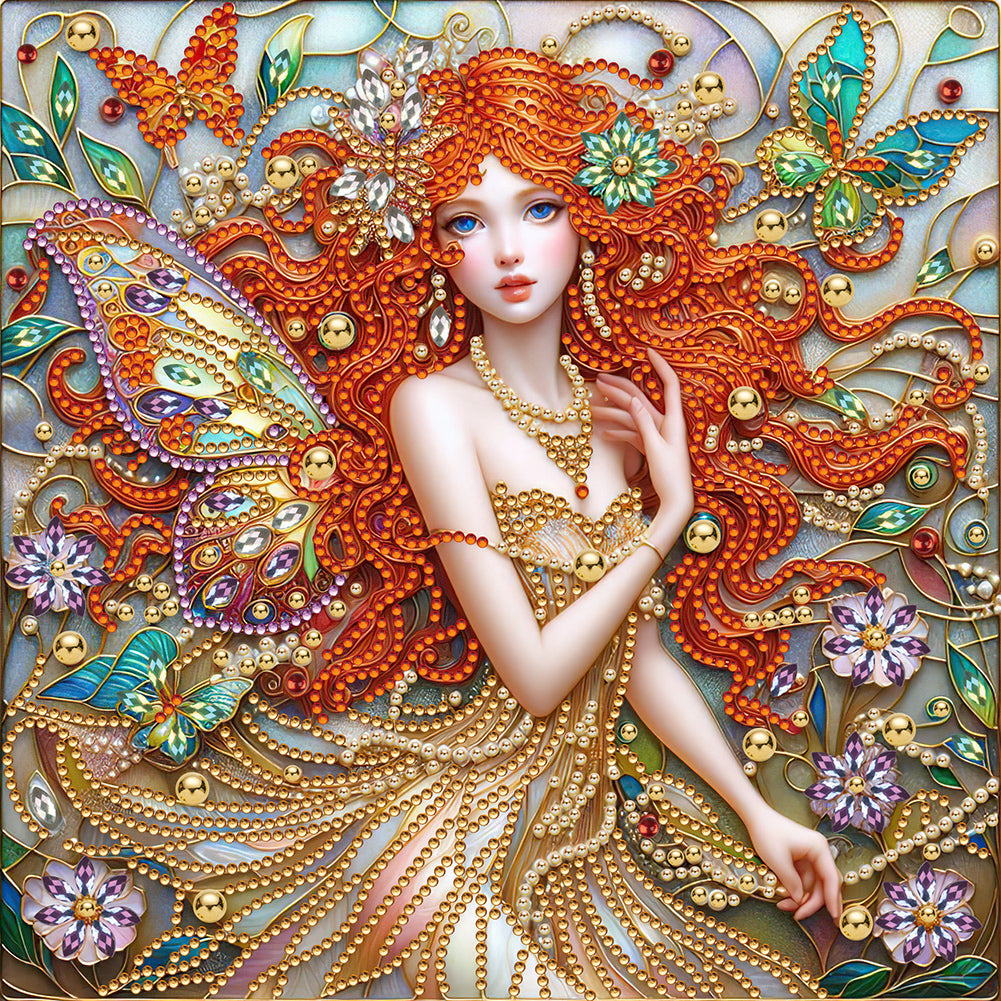 Diamond Painting - Partial Special Shaped - Long-haired girl (30*30CM)
