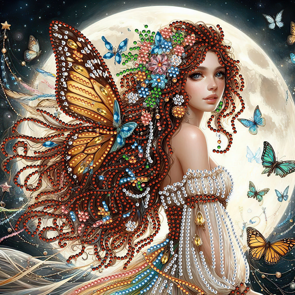 Diamond Painting - Partial Special Shaped - Long-haired girl (30*30CM)