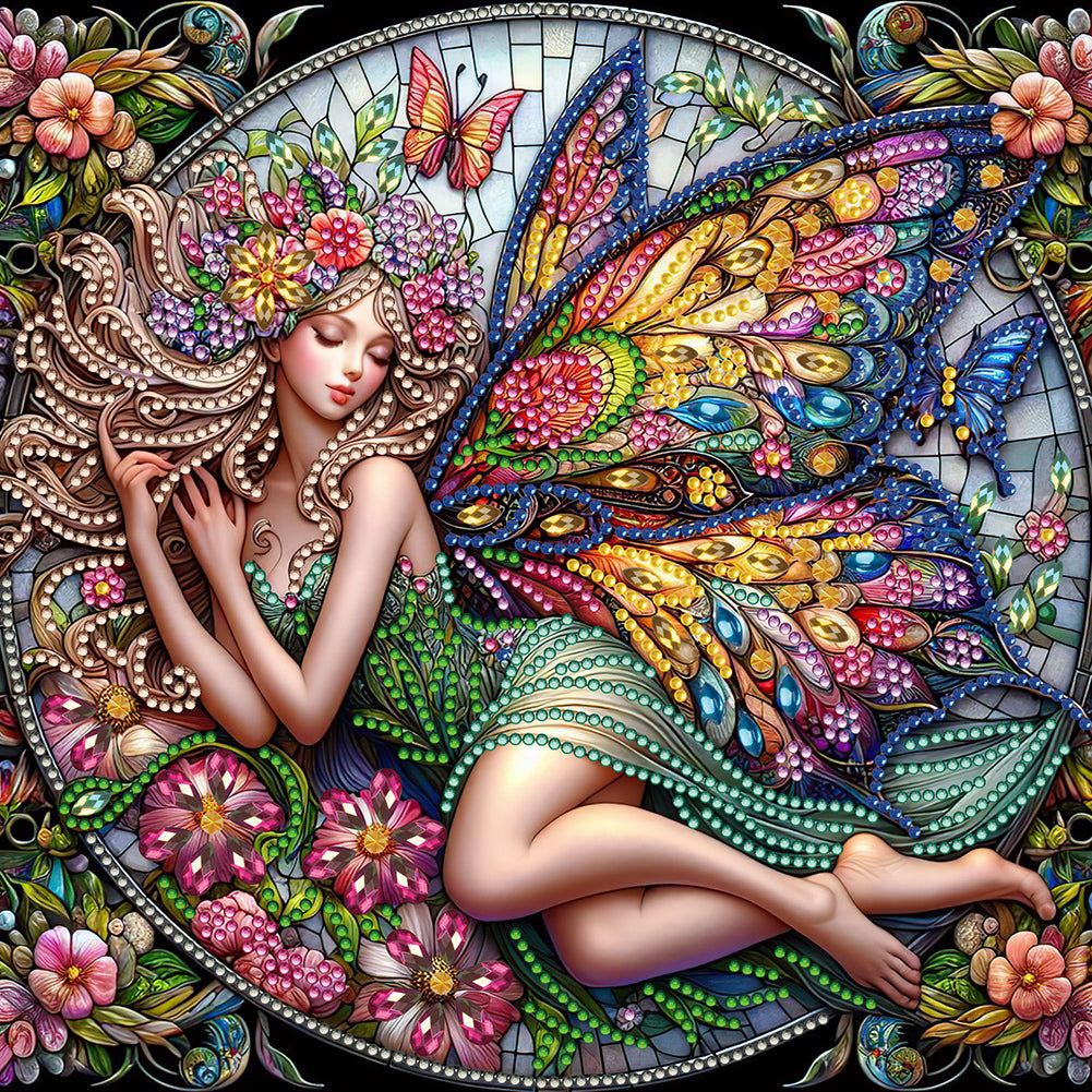 Diamond Painting - Partial Special Shaped - Long-haired girl (30*30CM)