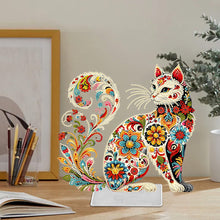 Load image into Gallery viewer, Acrylic Special Shaped Colorful Pattern Cat 5D DIY Diamond Art Tabletop Decor
