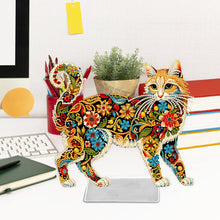 Load image into Gallery viewer, Acrylic Special Shaped Colorful Pattern Cat 5D DIY Diamond Art Tabletop Decor
