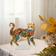 Load image into Gallery viewer, Acrylic Special Shaped Colorful Pattern Cat 5D DIY Diamond Art Tabletop Decor
