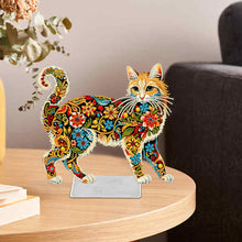 Load image into Gallery viewer, Acrylic Special Shaped Colorful Pattern Cat 5D DIY Diamond Art Tabletop Decor
