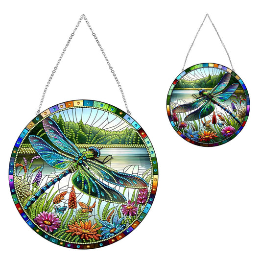 Dragonfly Flower Double Sided Special Shape 5D DIY Diamond Painting Dots Pendant