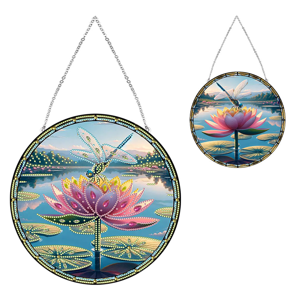 Dragonfly Flower Double Sided Special Shape 5D DIY Diamond Painting Dots Pendant