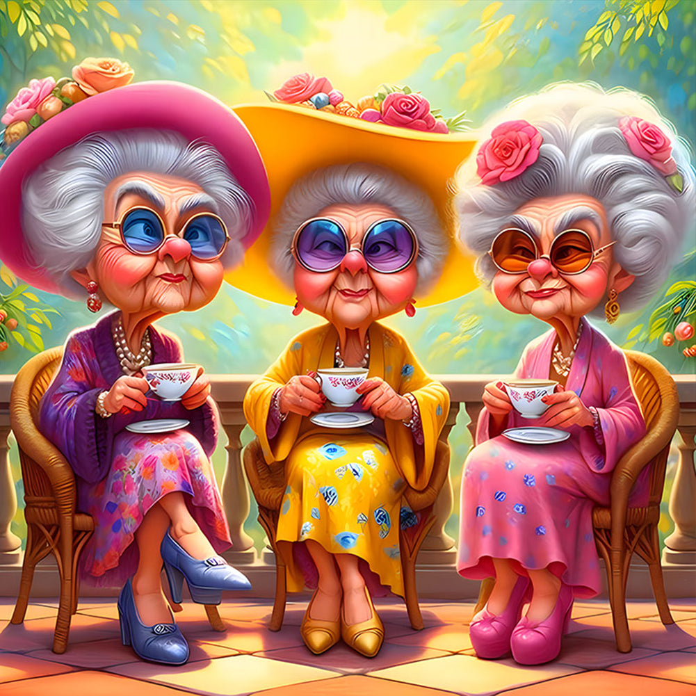 Diamond Painting - Full Round - Relaxing grandma (40*40CM)