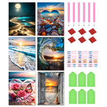 Load image into Gallery viewer, 6pcs Round Diamond Painting Set - Beautiful scenery (30*40CM)
