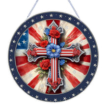 Load image into Gallery viewer, US Flag Diamond Painting Art Pendant Suncatcher Diamond Drawing Hanging Ornament
