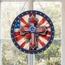 Load image into Gallery viewer, US Flag Diamond Painting Art Pendant Suncatcher Diamond Drawing Hanging Ornament
