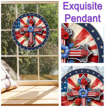 Load image into Gallery viewer, US Flag Diamond Painting Art Pendant Suncatcher Diamond Drawing Hanging Ornament
