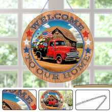 Load image into Gallery viewer, US Flag Diamond Painting Art Pendant Suncatcher Diamond Drawing Hanging Ornament
