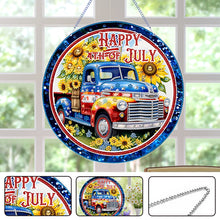 Load image into Gallery viewer, US Flag Diamond Painting Art Pendant Suncatcher Diamond Drawing Hanging Ornament
