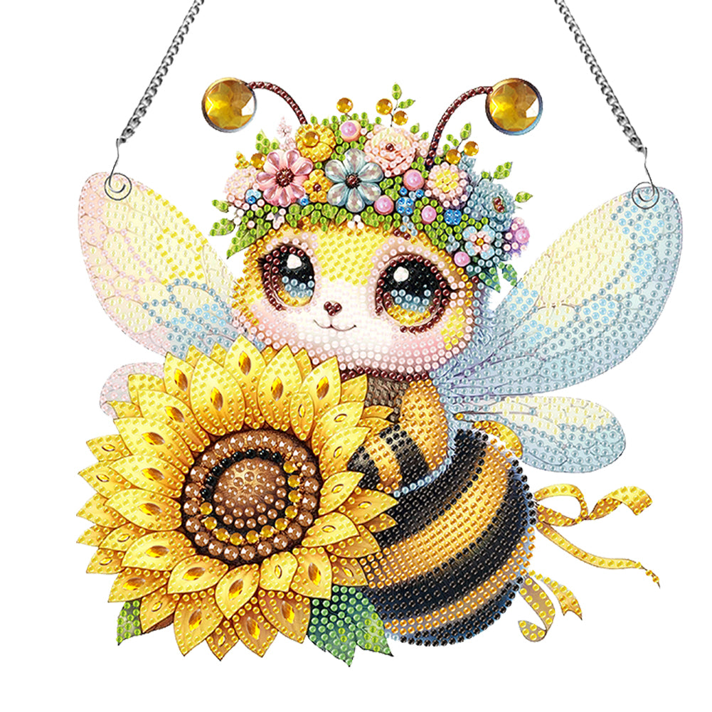 Acrylic Special Shaped Bee Sunflower Hanging Diamond Art Kits Bedroom Decoration