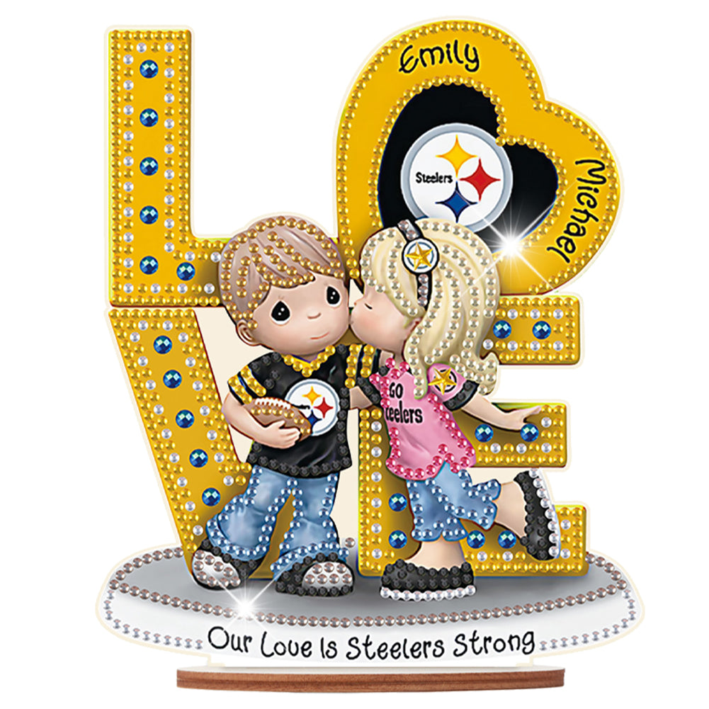 Wooden Special Shaped Love Team Logo Doll Desktop Diamond Art Kits Bedroom Decor