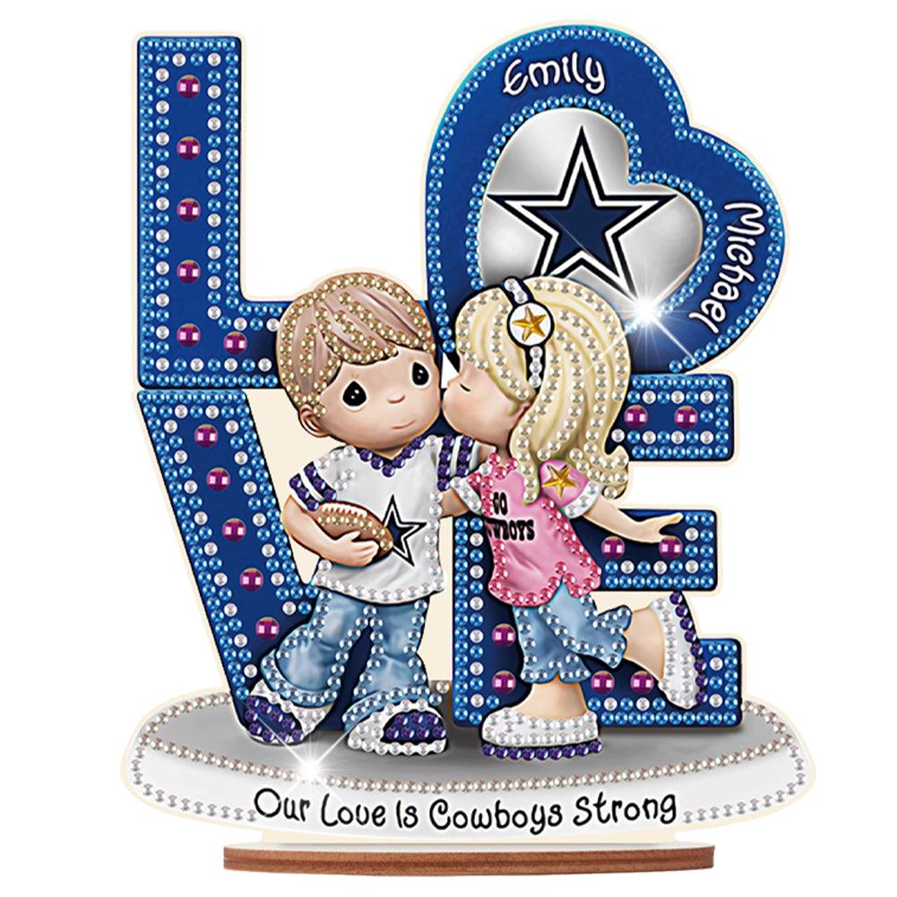 Wooden Special Shaped Love Team Logo Doll Desktop Diamond Art Kits Bedroom Decor