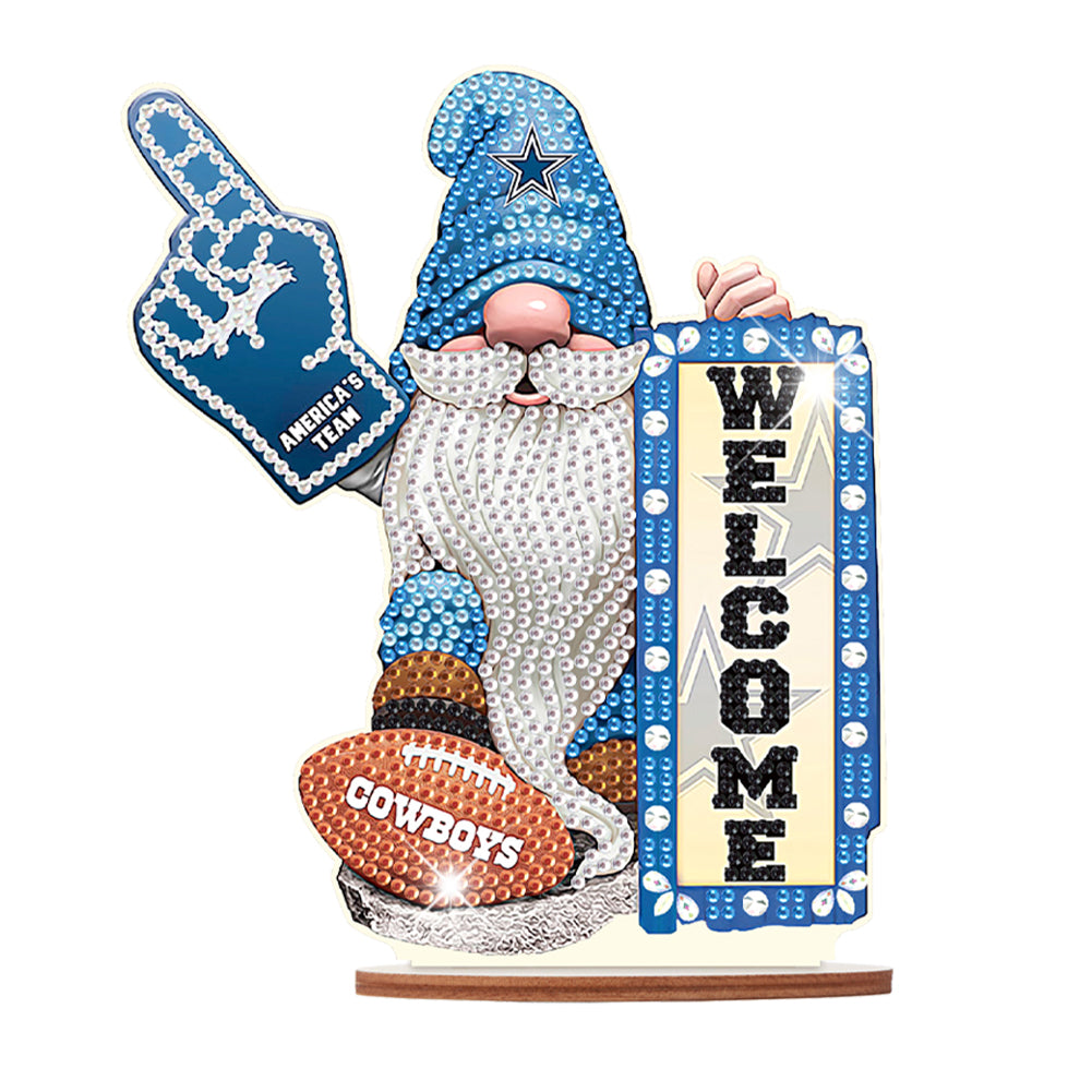 Wooden Special Shaped Dallas Cowboys Gnome Desktop Diamond Art Kits for Beginner