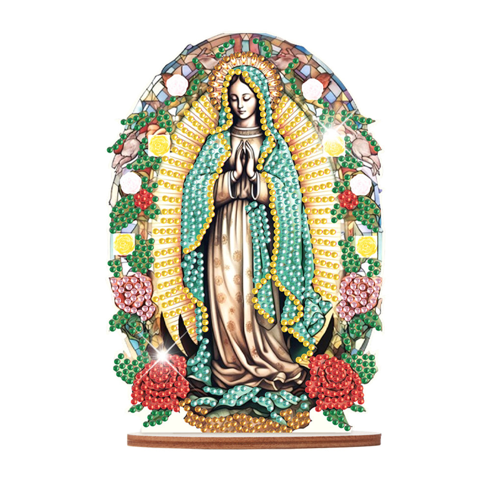 Wooden Special Shaped Jesus Religion 5D DIY Diamond Tabletop Decor for Beginner