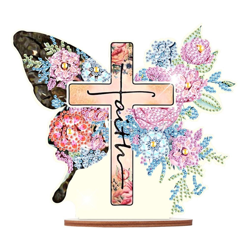 Wooden Special Shaped Jesus Religion 5D DIY Diamond Tabletop Decor for Beginner