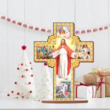 Load image into Gallery viewer, Wooden Special Shaped Jesus Religion 5D DIY Diamond Tabletop Decor for Beginner
