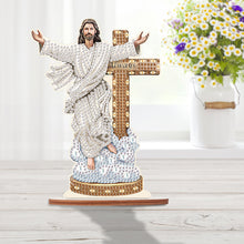 Load image into Gallery viewer, Wooden Special Shaped Jesus Religion 5D DIY Diamond Tabletop Decor for Beginner
