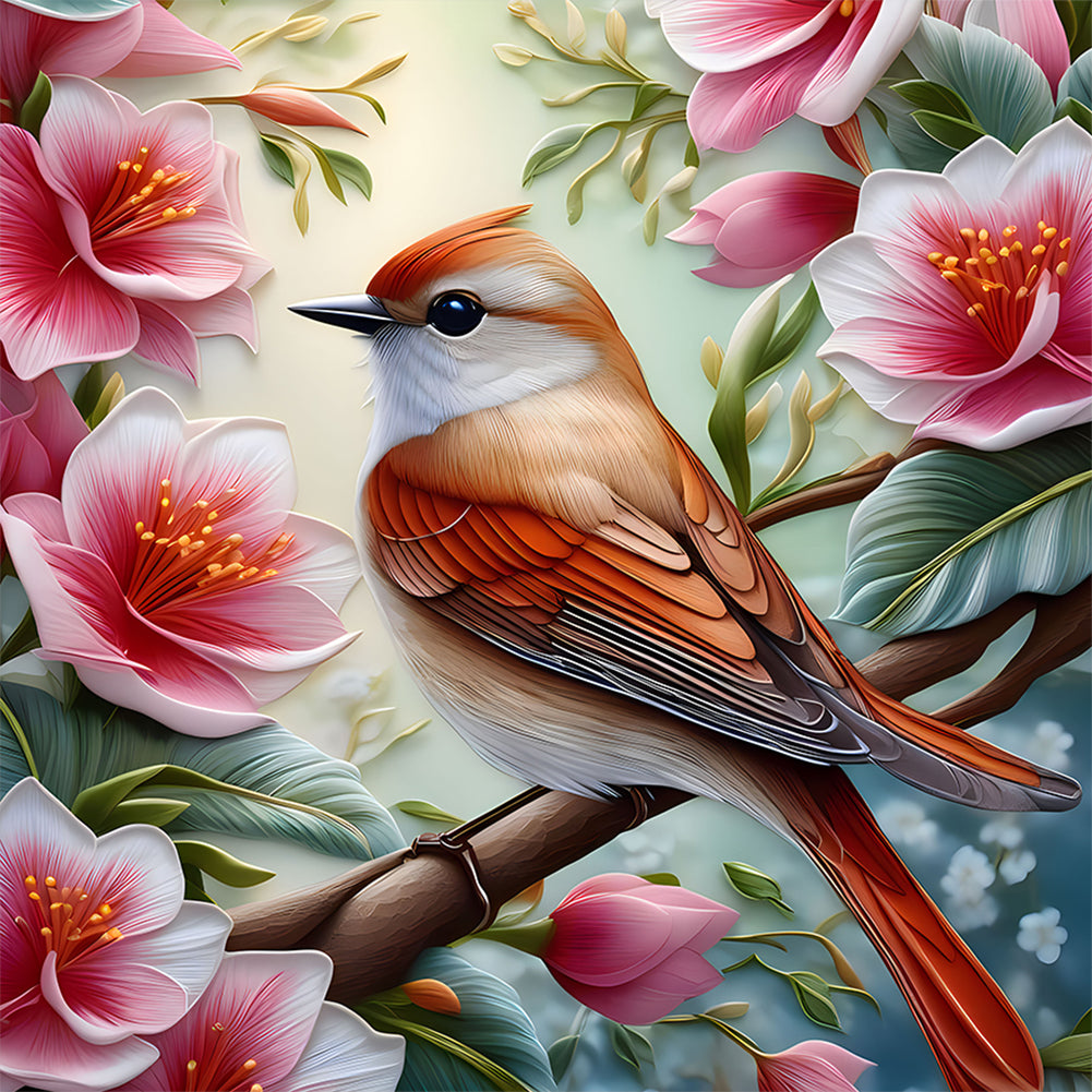 Diamond Painting - Full Round - Birds and flowers (30*30CM)
