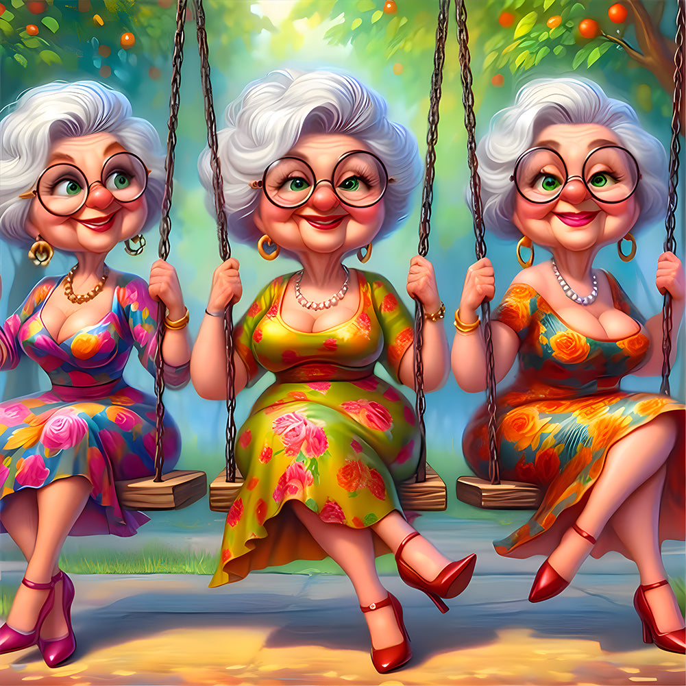 Diamond Painting - Full Round - Relaxing grandma (40*40CM)