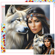 Load image into Gallery viewer, Diamond Painting - Full Square - Indian and wolf (40*40CM)
