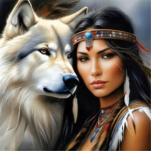 Load image into Gallery viewer, Diamond Painting - Full Square - Indian and wolf (40*40CM)
