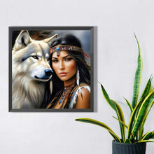 Load image into Gallery viewer, Diamond Painting - Full Square - Indian and wolf (40*40CM)
