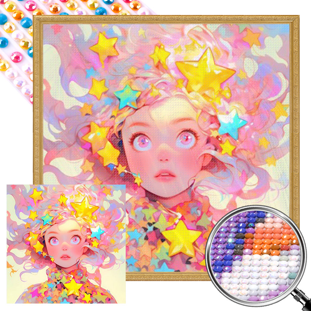 AB Diamond Painting - Full Round - Colorful star girl (40*40CM)