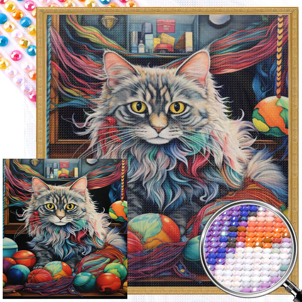 AB Diamond Painting - Full Round - Long-haired kitten (40*45CM)