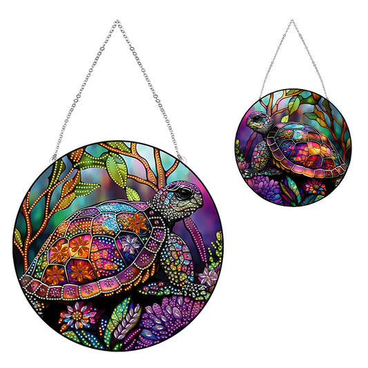 Stained Glass Animal Diamond Drawing Hanging Ornament Turtle Window Suncatcher
