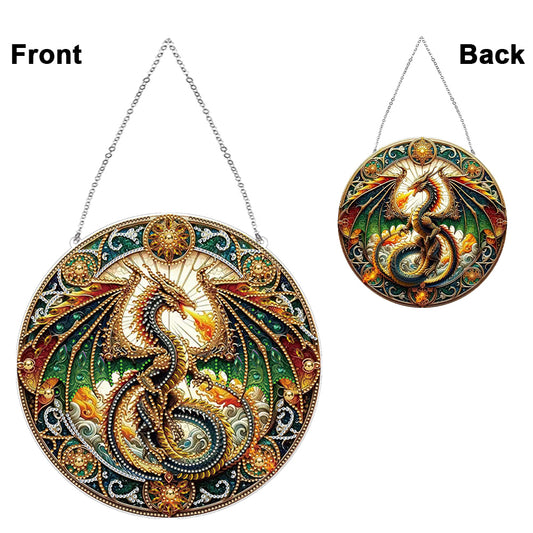 Stained Glass Animal Diamond Drawing Hanging Ornament Dragon Window Suncatcher