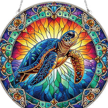 Load image into Gallery viewer, Stained Glass Animal Diamond Drawing Hanging Ornament Turtle Window Suncatcher
