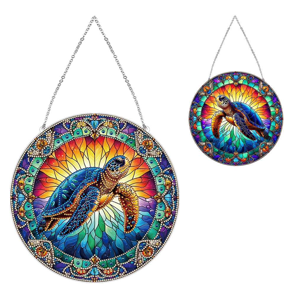 Stained Glass Animal Diamond Drawing Hanging Ornament Turtle Window Suncatcher
