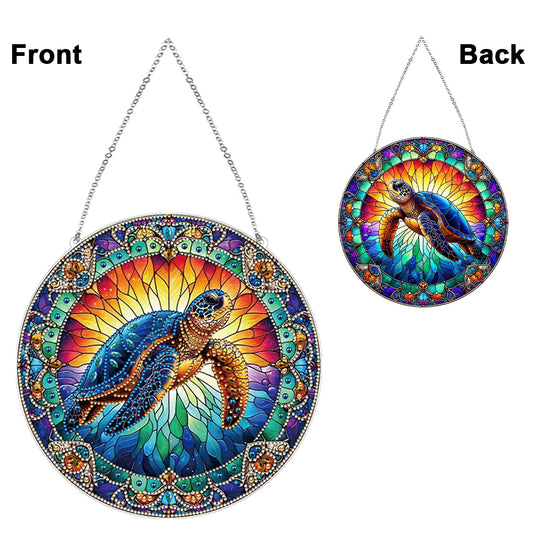 Stained Glass Animal Diamond Drawing Hanging Ornament Turtle Window Suncatcher